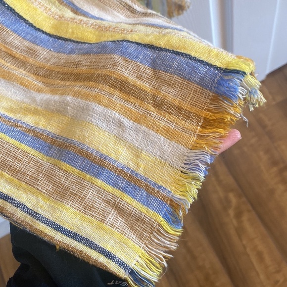 DREW lemon cole linen yellow striped jumpsuit raw hem size M - Picture 7 of 9